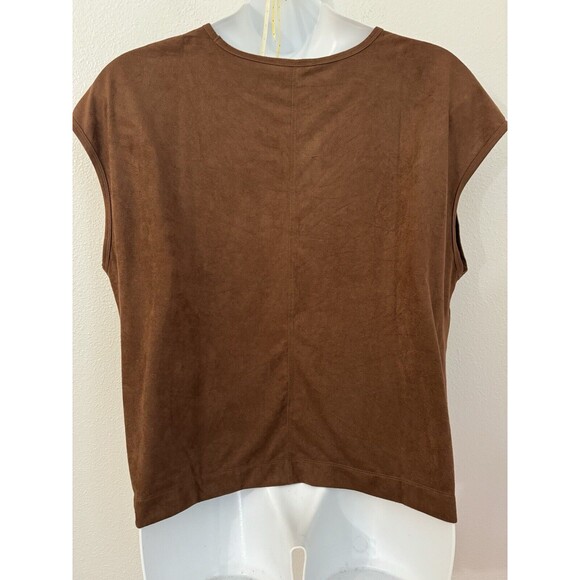 Coldwater Creek Top Size 1X Stretch Round Neck Microsuede Fall Office Layering - Picture 3 of 6